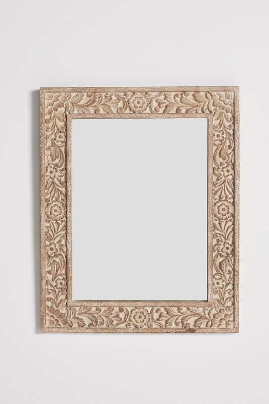 Hand Carved Lombok Mirror Frame - Elegant Bathroom & Vanity Mirror with Wooden Accents for Home Decor | Perfect for Bathrooms, Bedrooms, and Entryways