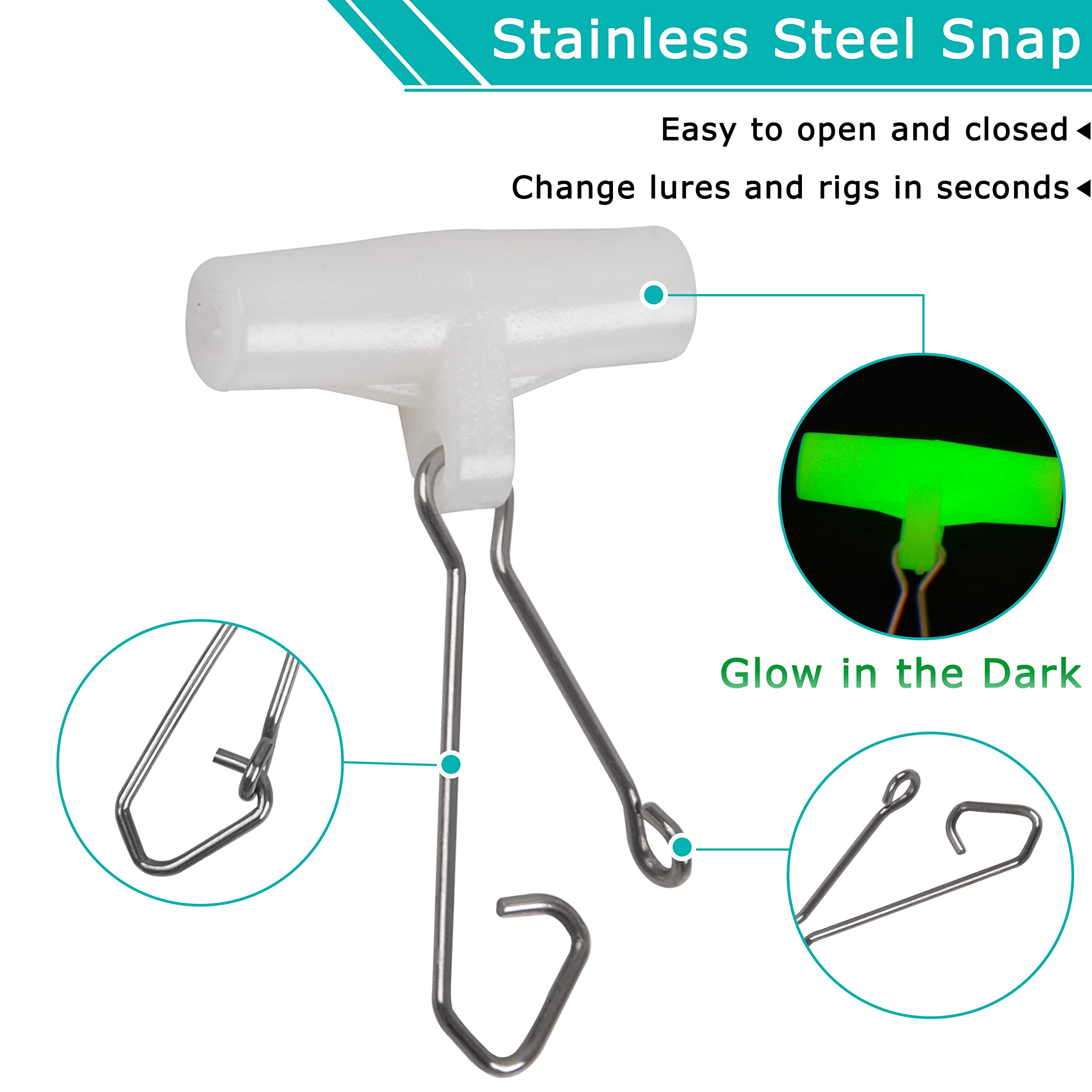 High Strength Fishing Line Sinker Slides with Duo Lock Snaps - Saltwater Sinker Weights & Swivel Snap Connector Kit for Bass, Trout & Saltwater Fishing