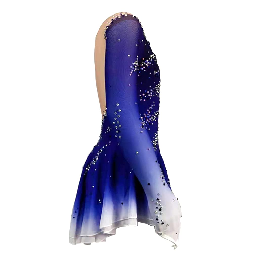 LIUHUO Girls Figure Skating Dress - Blue Gradient Competition Costume for Ice Skating Performances & Shows | Perfect for Competitions, Recitals, and Ice Shows