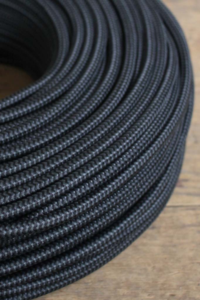 Black and Grey Zig Zag Braided 3 Core Insulated Power Cord - Durable Flexible Cable for Home Appliances, Electronics & DIY Projects - Perfect for Lamps, Computers, Extension Cords & More