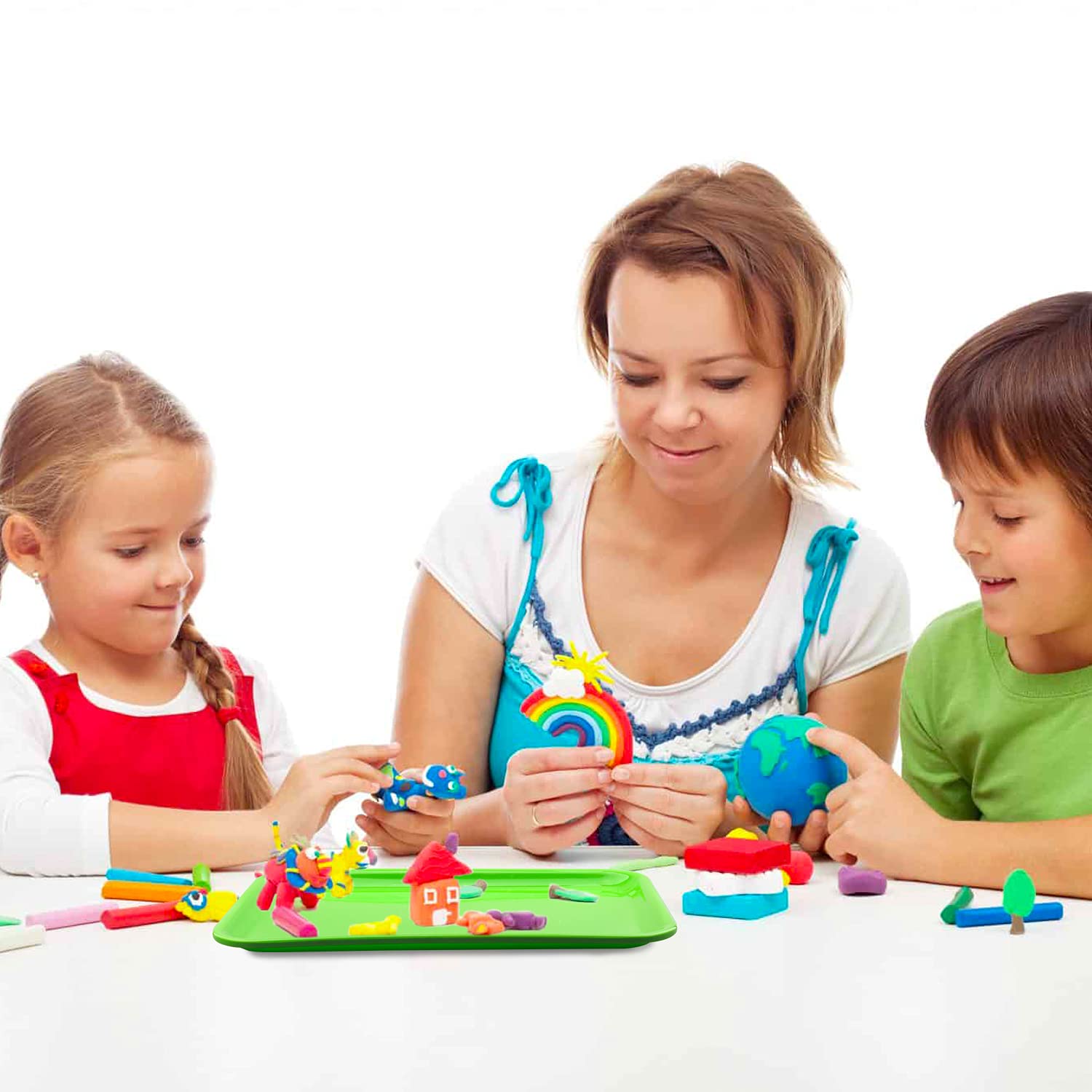 5-Piece Stackable Plastic Art Trays for DIY Crafts, Painting, Beads & Jewelry - 12.8 x 10 x 0.7 Inches - Multi-Purpose Organizer for Artists, Kids Activities & Home Decor Projects - Perfect for Craft Rooms, Classrooms & Creative Workspaces