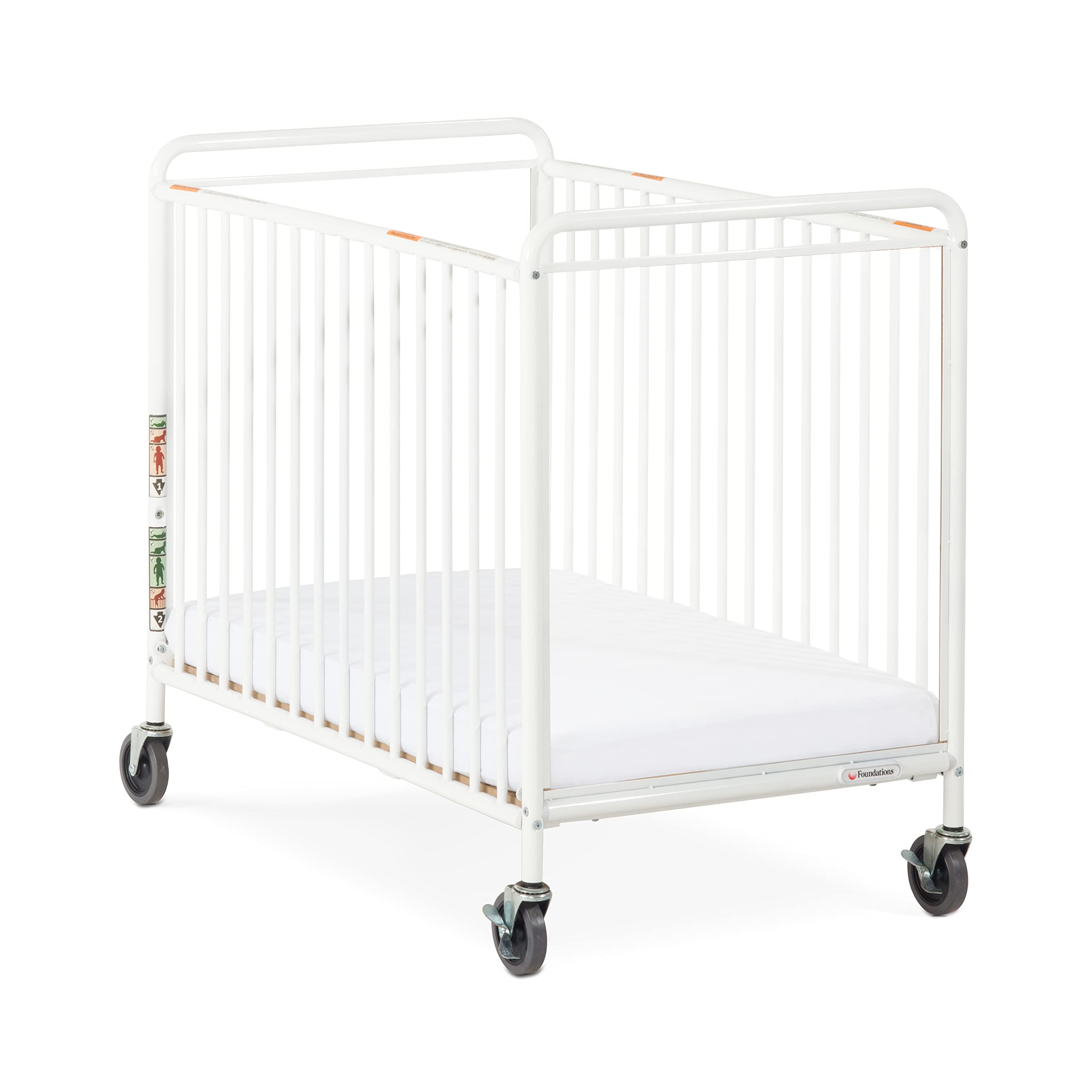 Foundations Chelsea Euro Clearview Metal Compact Evacuation Crib with 3