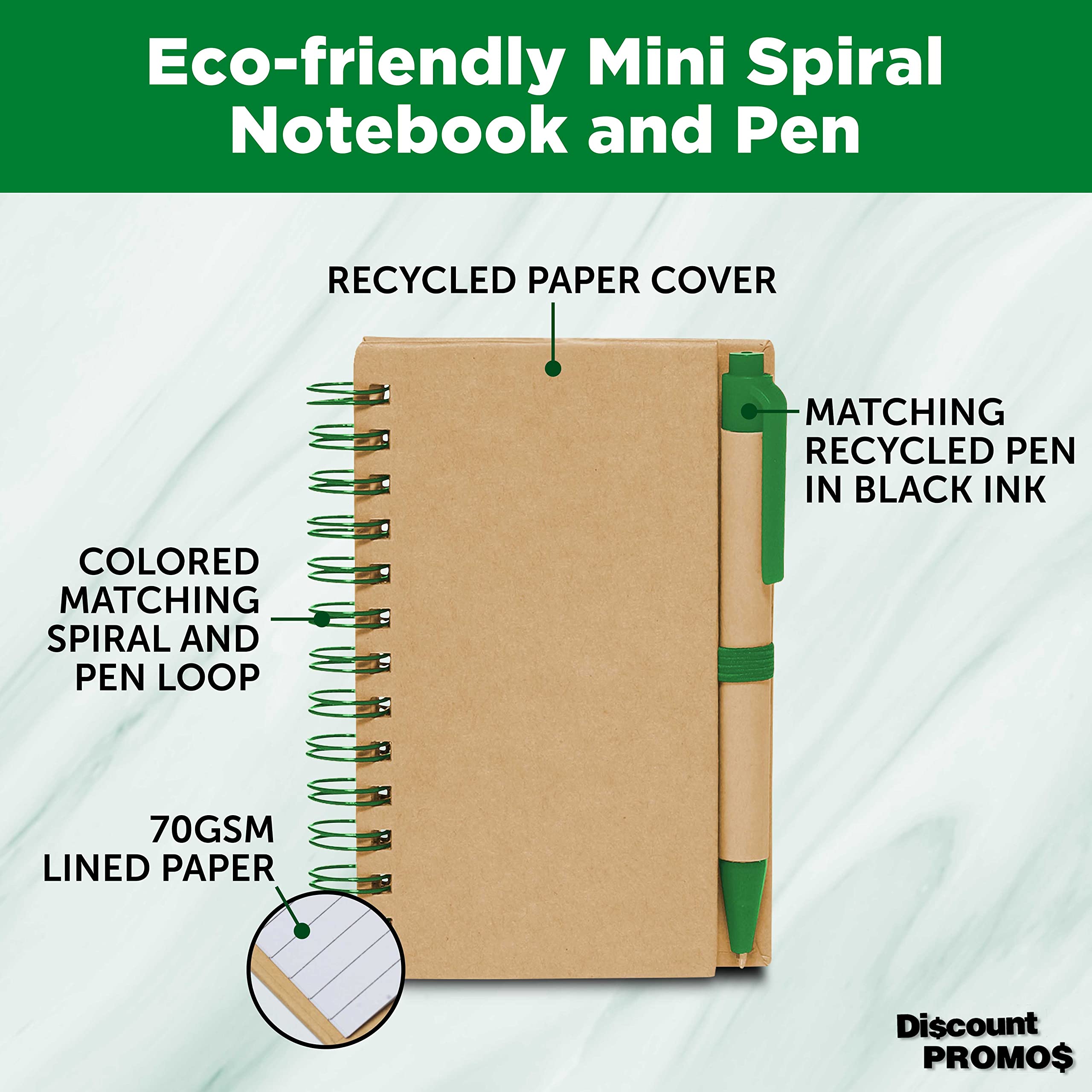 10-Pack Mini Spiral Notebooks with Black Ink Pens - Bulk School Supplies for Students, Office Workers & Home Use - Compact Green Journals for Note Taking, Journaling & Gift Giving