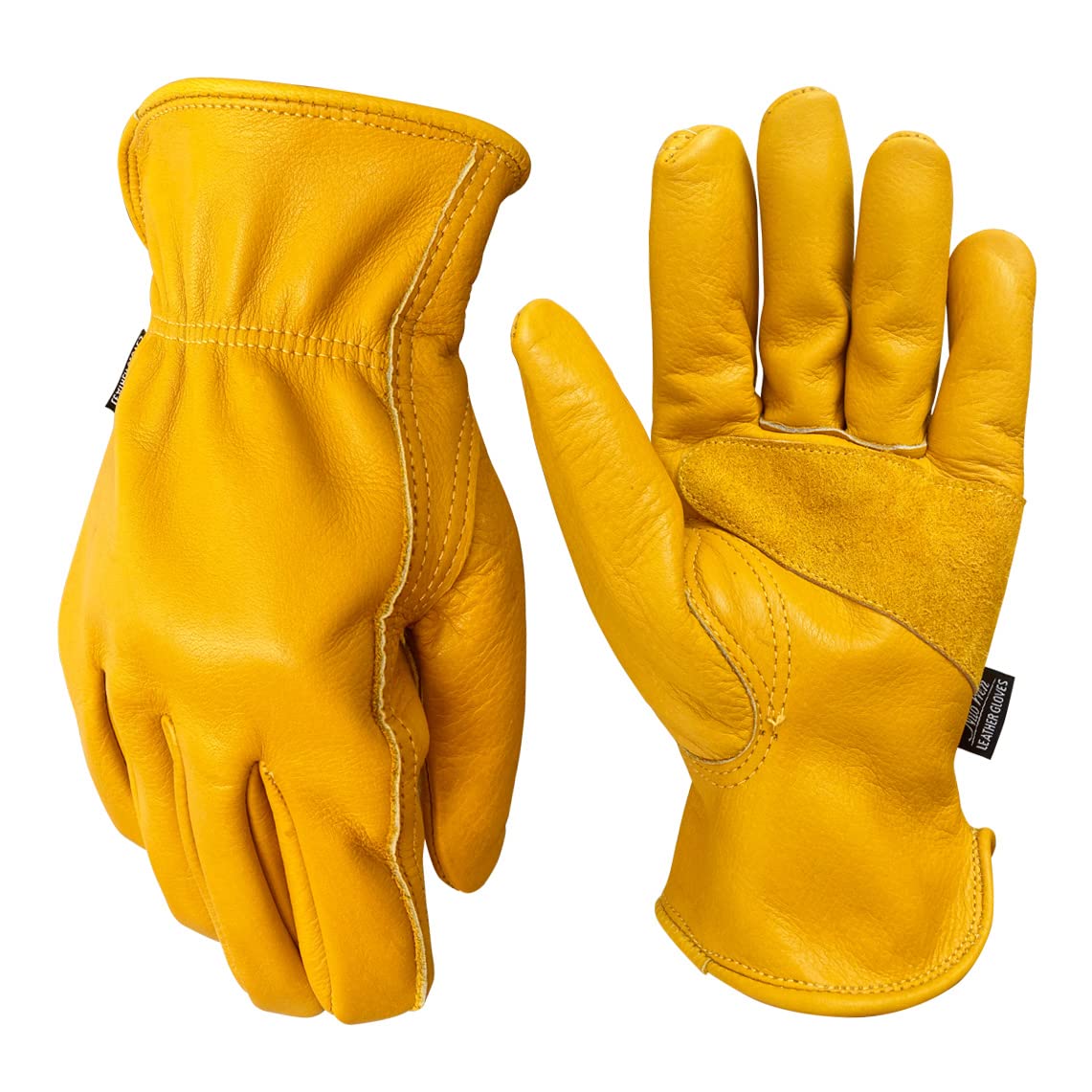 Durable Cowhide Leather Work Gloves for Men & Women - Gardening, Construction, Motorcycle Riding (XL)