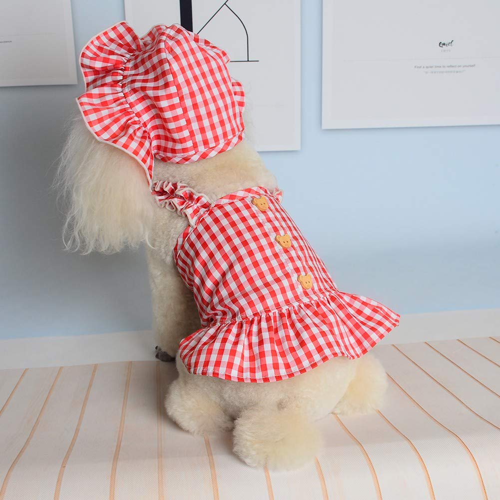 **Patgoal Plaid Dog Dress with Hat - Cute Puppy Tutu Skirt for Small Dogs & Cats | Perfect for Parties, Holidays & Photo Shoots**