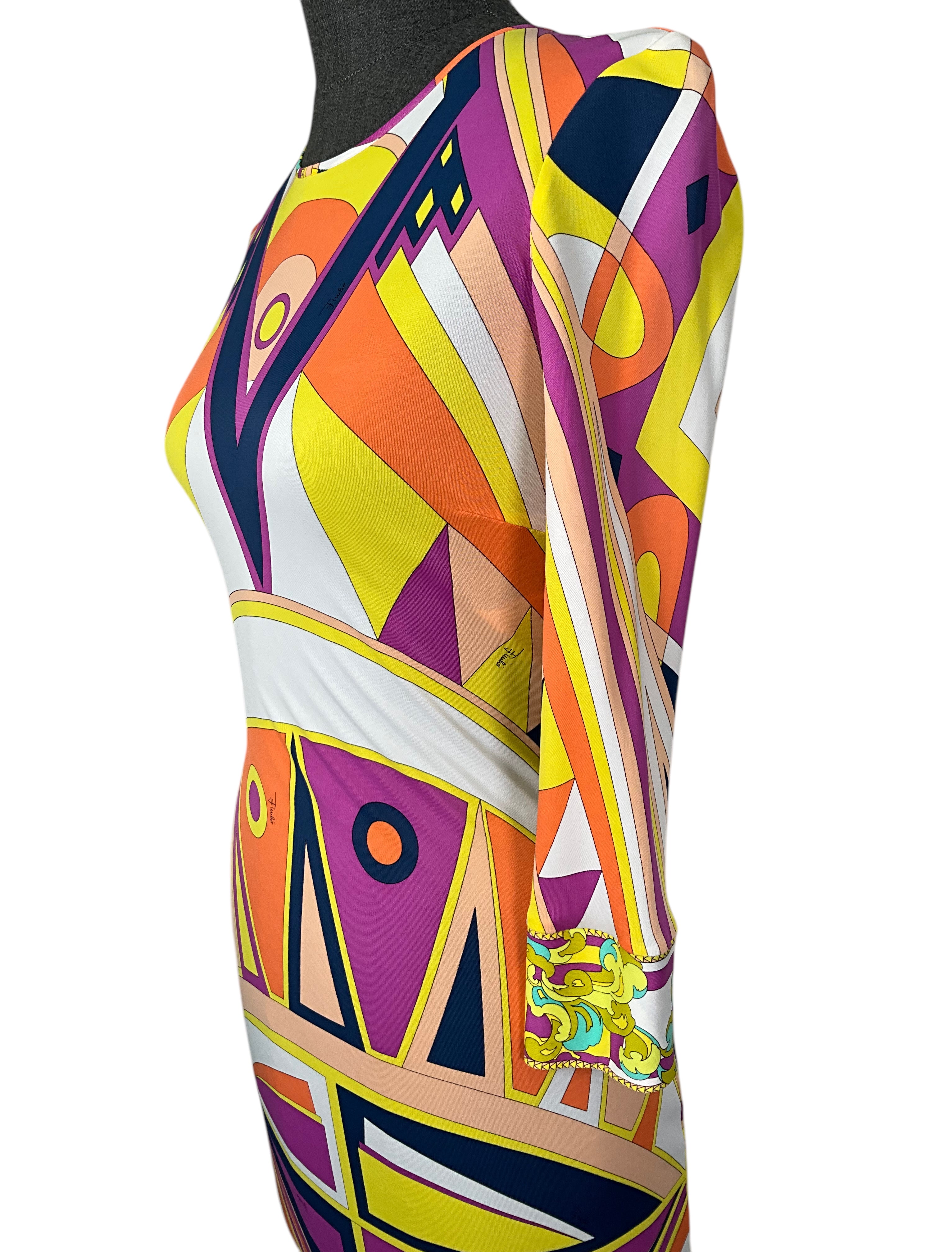 Emilio Pucci Abstract Print Jersey Dress - Size 4 | Flowy Summer Dress for Women, Beach Cover Up, Cocktail Party Outfit