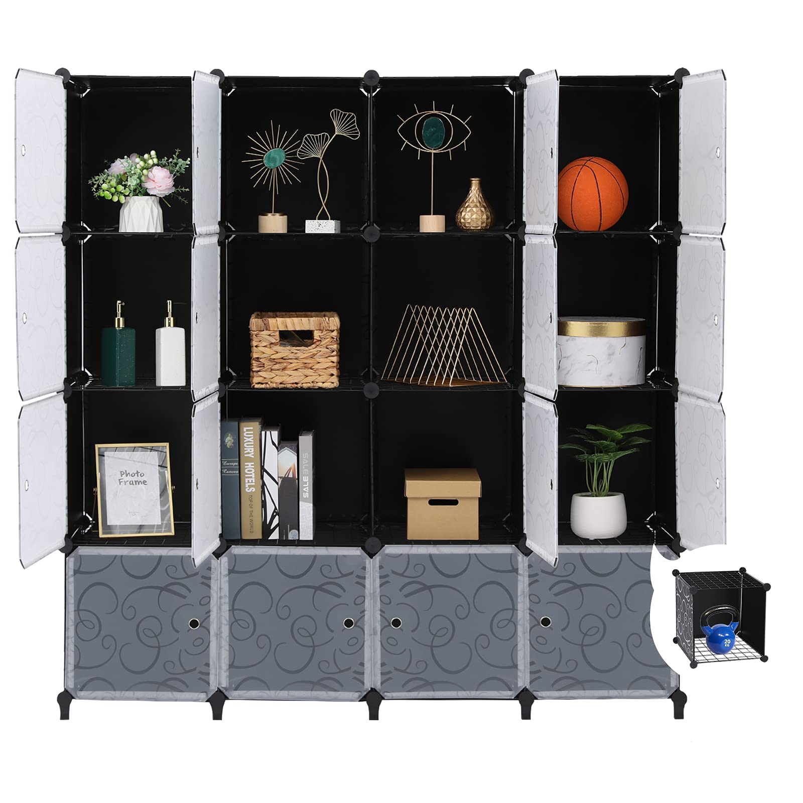 VINGLI 14x14 Inch Portable Storage Cubes (Set of 16) - Heavy Duty Metal Panel Cube Shelves, Modular Bookshelf Units & Closet Organizer for Bedroom, Living Room, Office & Kids Room - Space Saving Home Organization Solution