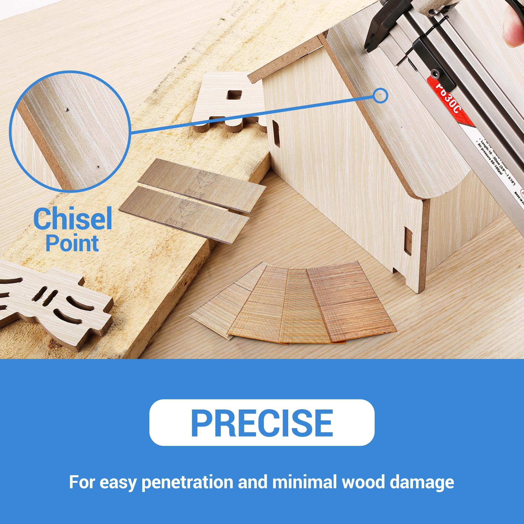 Meite 23 Gauge 5/8-Inch Copper Plated Pin Nails - 10,000 PCS Micro Headless Pins for Pin Nailer and Nail Gun | Perfect for Fine Woodworking, Trim Work, Crown Molding, Cabinet Making and Furniture Repair