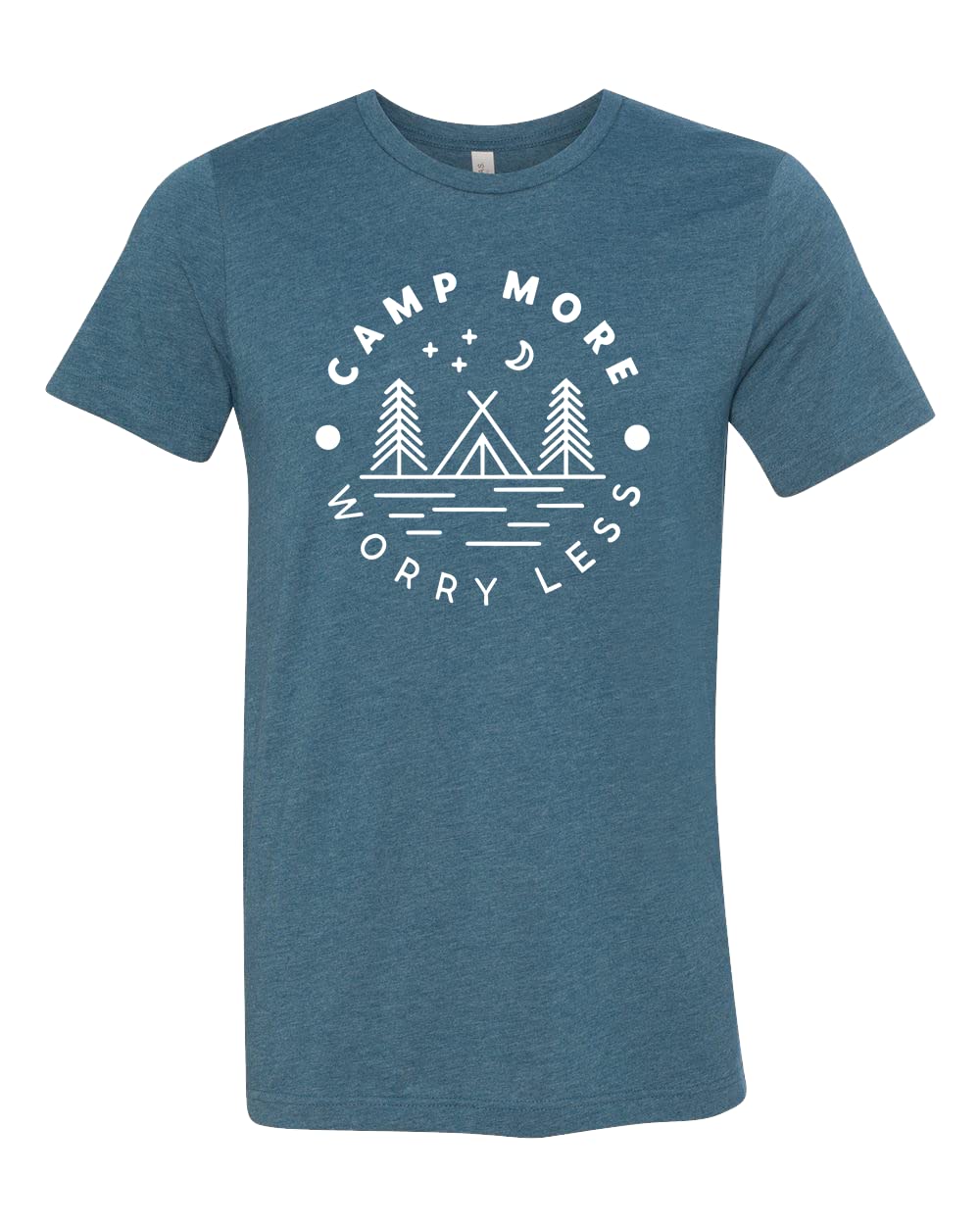 Camp More Worry Less Shirt - Comfortable Camping T-Shirt for Outdoor Enthusiasts & Adventure Lovers - Perfect for Hiking, Camping Trips & Nature Exploration