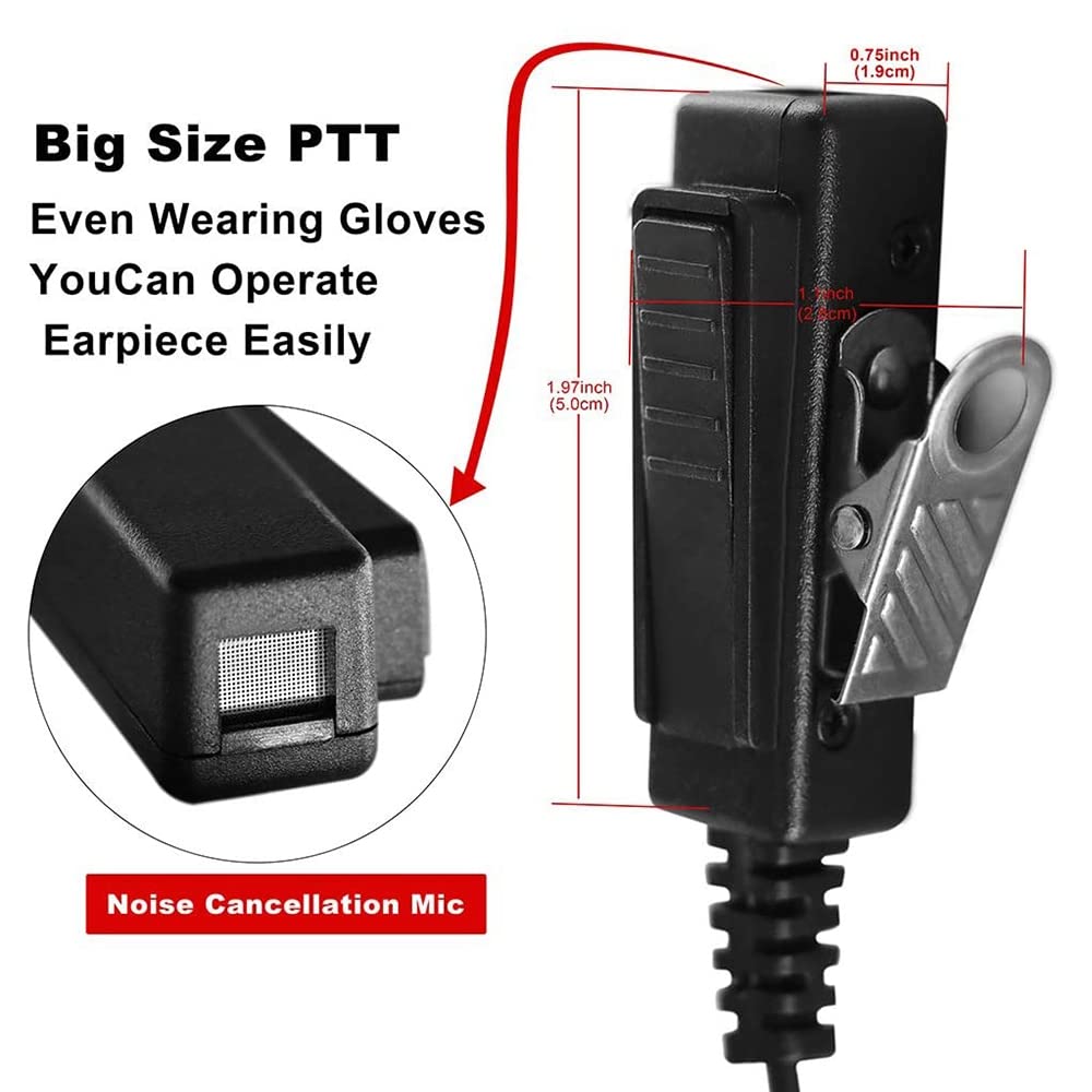Rheoss Two-Way Radio Headset with Microphone - Compatible with APX6000, APX4000, APX7000 - Clear Acoustic Tube Earpiece for Police, Security & Emergency Communication