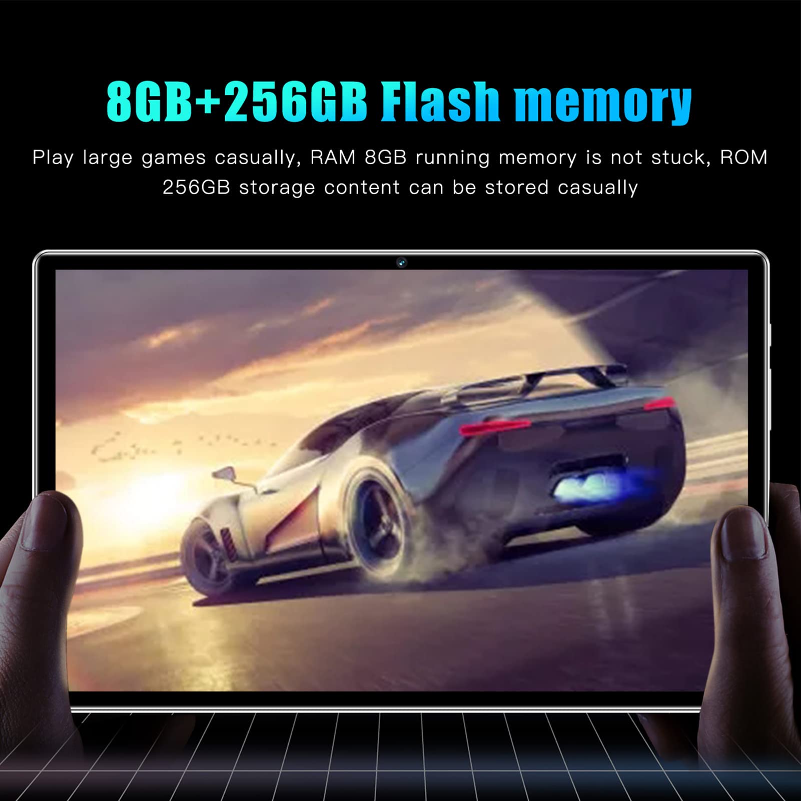 Zerodis 10.1 Inch Gaming Tablet - 8GB RAM 256GB ROM, Octa-Core Processor, 1920x1200 FHD Display, 5MP+13MP Dual Cameras, 5800mAh Battery, 2.4G/5G WiFi, Portable & Rechargeable (Gold) - Perfect for Gaming, Streaming & Work on the Go