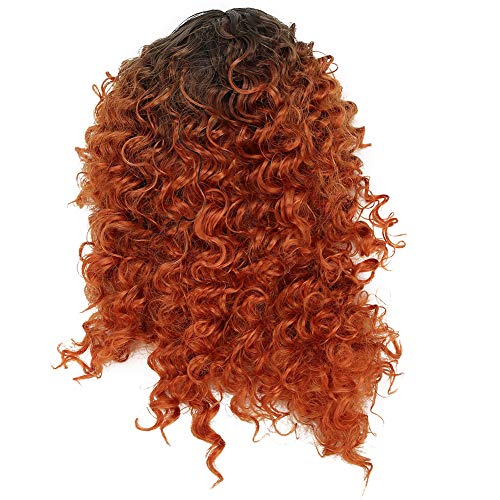 Natural Curly Wavy Wigs for Women - African Style Ombre Brown Synthetic Hair - Perfect for Halloween, Christmas Cosplay & Everyday Wear - Party, Date Night & Special Occasions