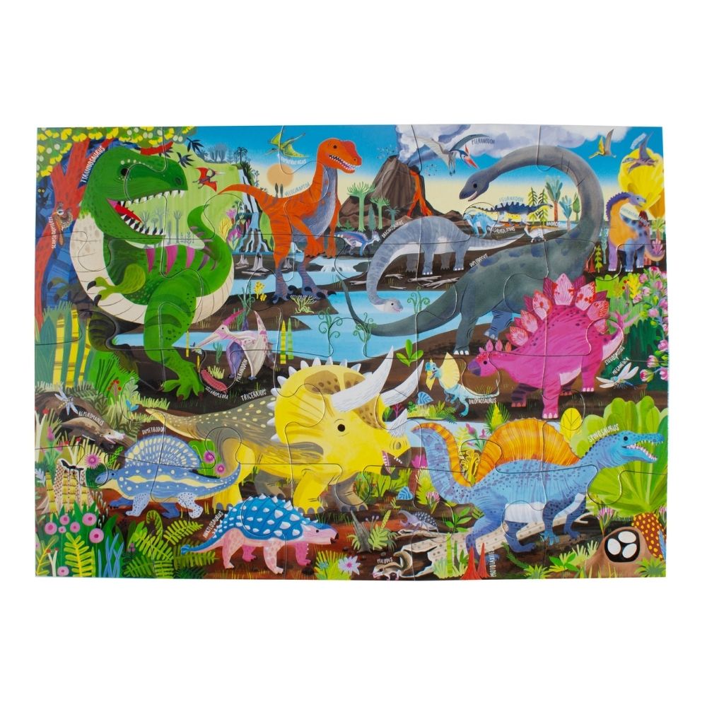 eeBoo Dinosaur Land 20 Piece Puzzle for Kids - Educational Dinosaur Puzzle Game for Children Ages 3-5 - Perfect for Preschool Learning & Family Game Night