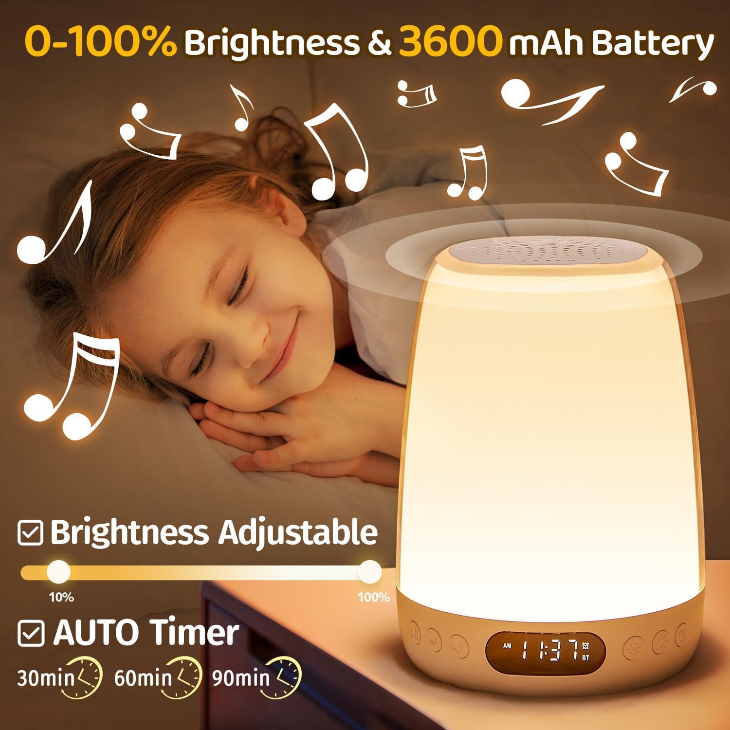 One Fire Baby Night Light for Kids - 48 RGB Colors, Dimmable & Rechargeable Touch Lamp, Portable Smart Bedroom Light with APP Control, Timer & Sunrise Alarm Clock | Nursery, Kids Room, Bedside, Travel Night Light