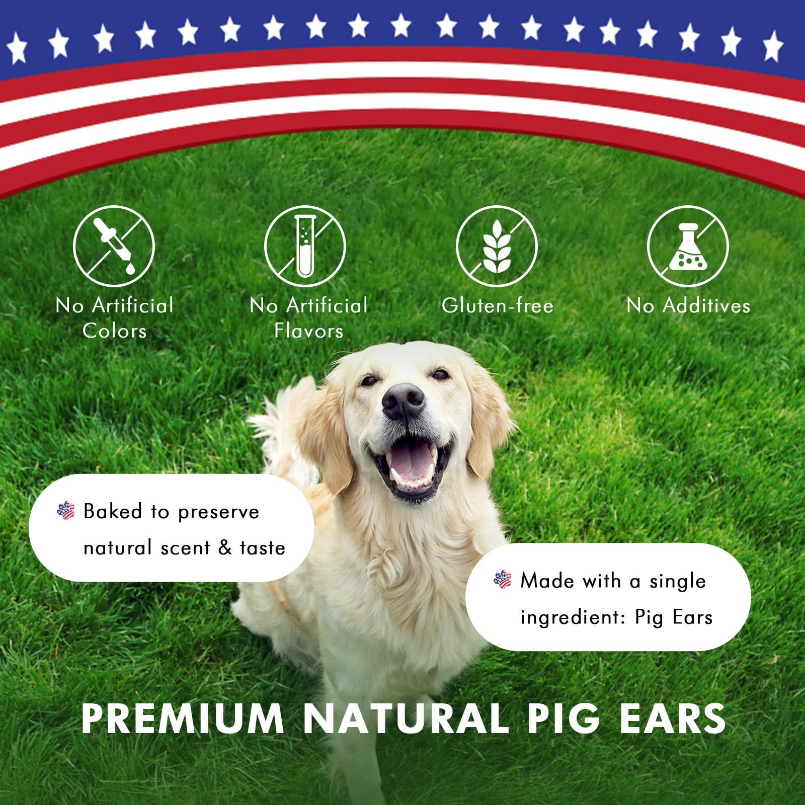 Premium Natural Whole Pig Ears Dog Treats - Easily Digestible, Long-Lasting Chews for Medium & Large Dogs (25 Count) - Perfect for Training Rewards, Dental Health & Anxiety Relief