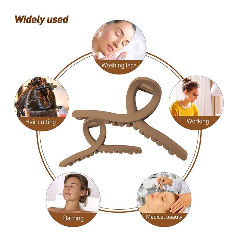 CHRONEX 4Pcs Matte Hair Claw Clips - 4.3 Inch Acrylic Nonslip Large Jaw Hair Clamps for Women with Thick Hair - Perfect for Ponytails, Buns & Everyday Styling