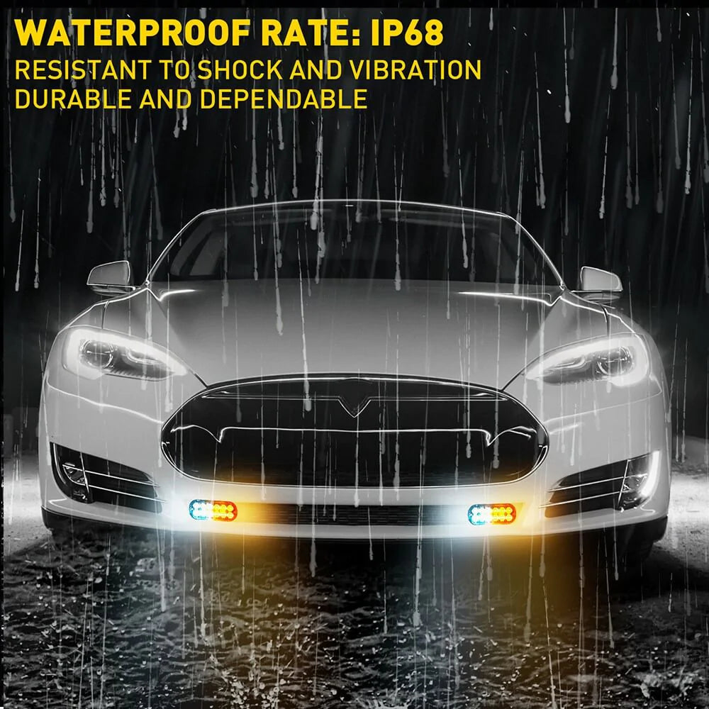 12pcs Waterproof LED Emergency Strobe Light Bars for Trucks, Vans, SUVs & Off-Road Vehicles - Durable Safety Warning Lights for Emergency Vehicles, Construction, Towing & Night Driving