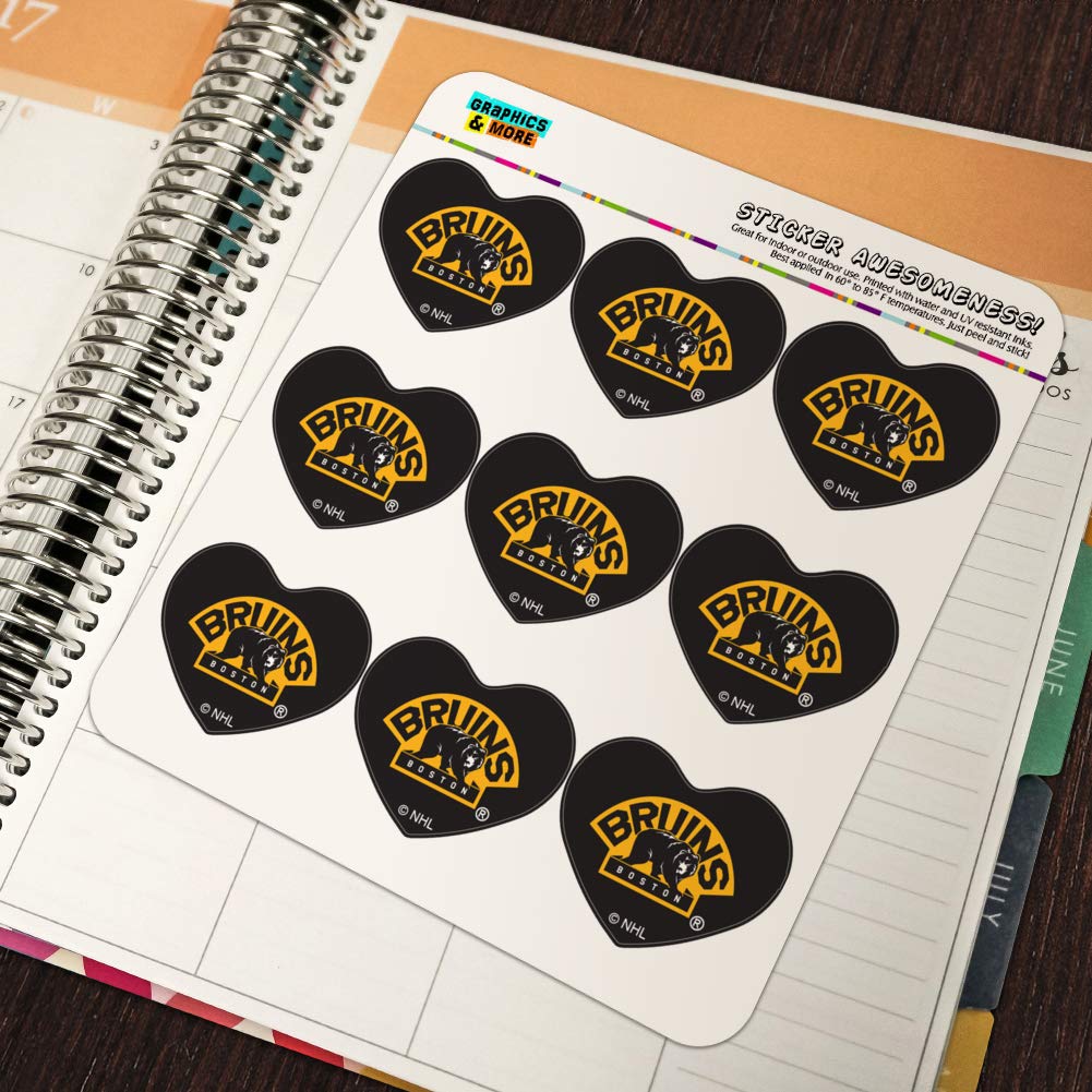 Boston Bruins NHL Logo Heart-Shaped Planner Stickers - Scrapbooking, Calendar Decor, DIY Crafts for Fans & Home Office Use