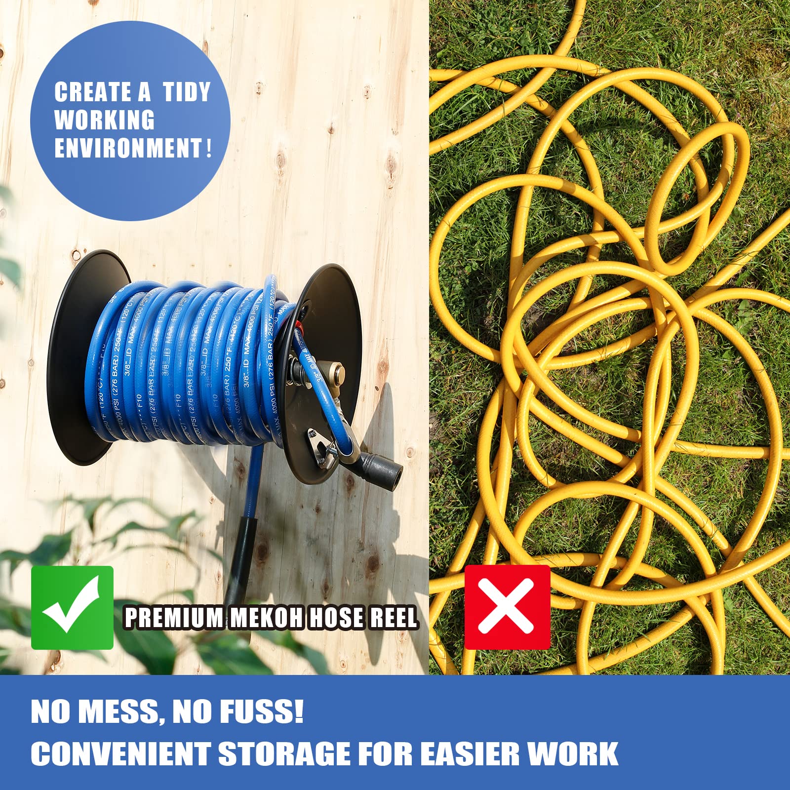 **4000PSI Heavy Duty Pressure Washer Hose Reel - 100ft x 3/8
