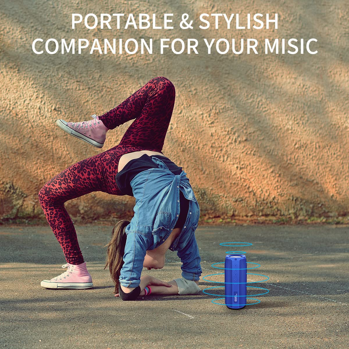 MusiBaby M88 Bluetooth Speaker with Dual Pairing, Bluetooth 5.3, Loud Stereo Sound, Booming Bass, 30H Playtime - Perfect for Home, Outdoor Party, Beach, Camping, and Travel (Blue)