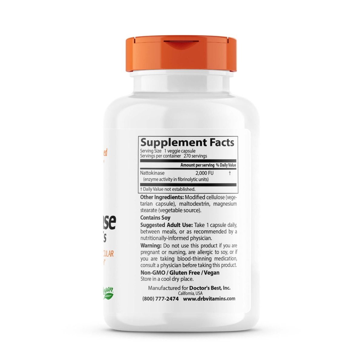 Doctor's Best Nattokinase 2000 FU Supplement - 270 Vegetarian Capsules for Heart Health & Circulation Support - Supports Healthy Blood Flow & Cardiovascular Function for Active Adults