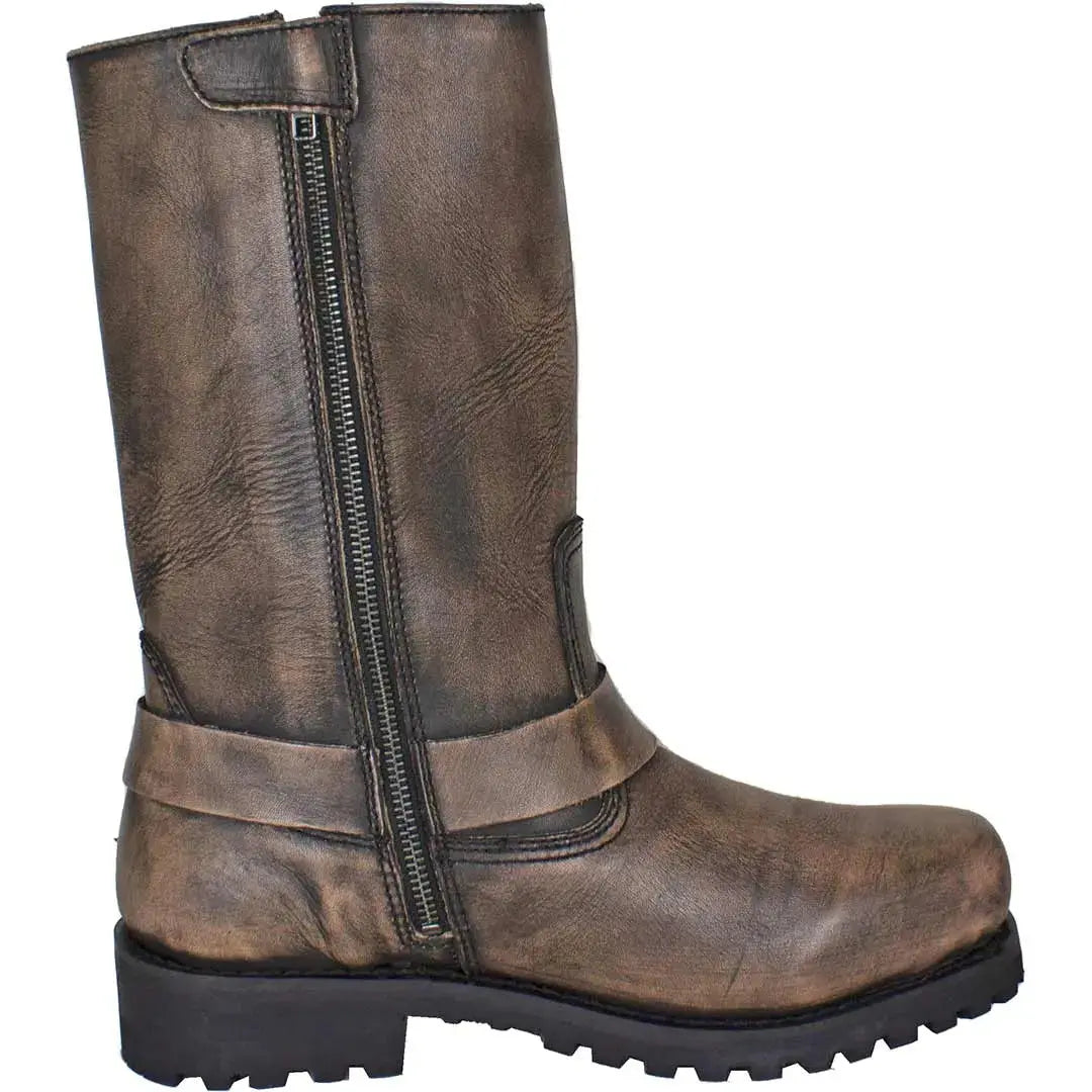 Open Road Men's Harness Motorcycle Boots - Durable Leather Biker Boots for Riding & Cruising - Perfect for Motorcycle Enthusiasts & Road Trips