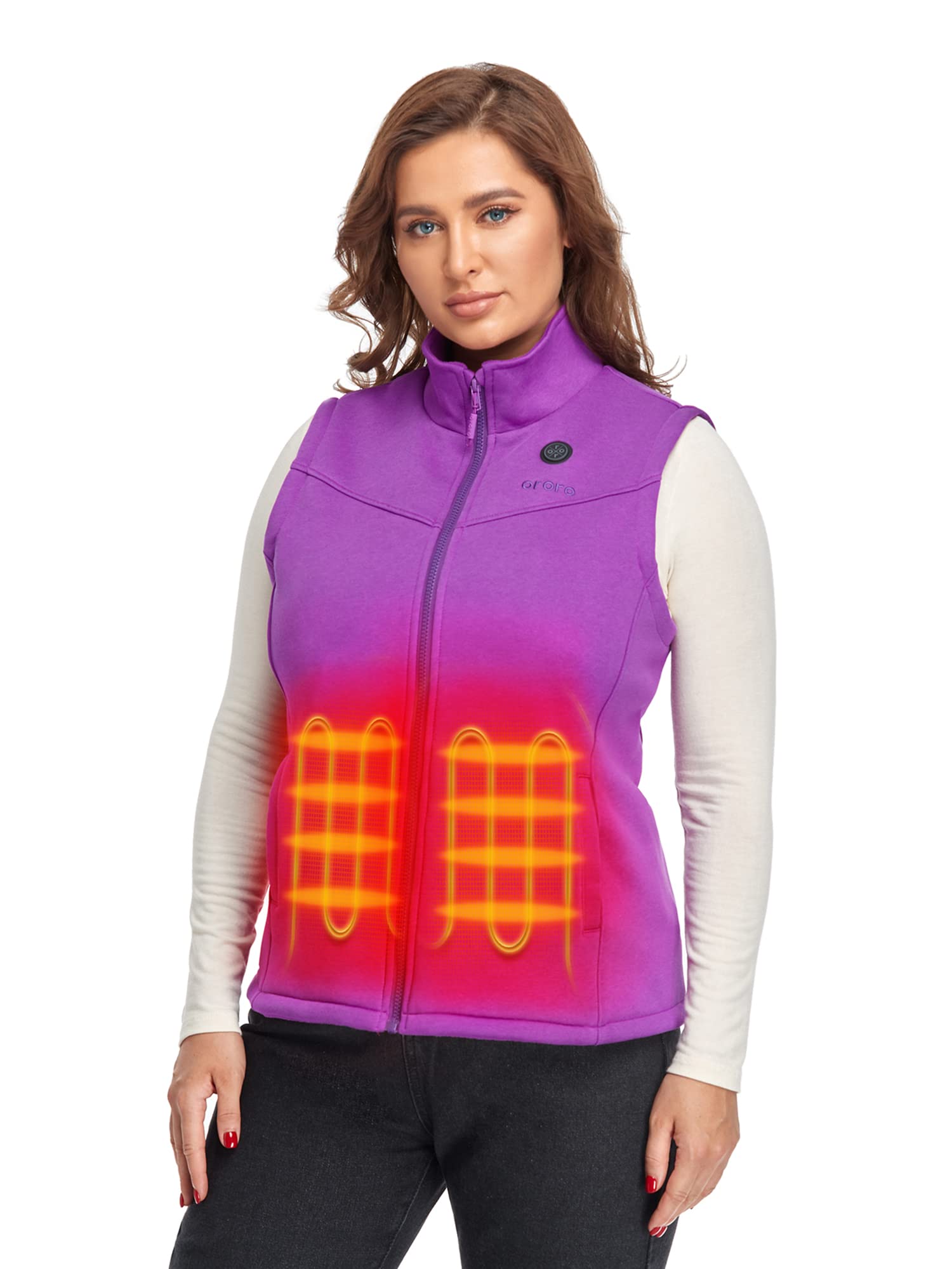 ORORO Women's Heated Vest with Rechargeable Battery - Electric Fleece Base Layer for Winter Outdoor Activities, Hiking & Work