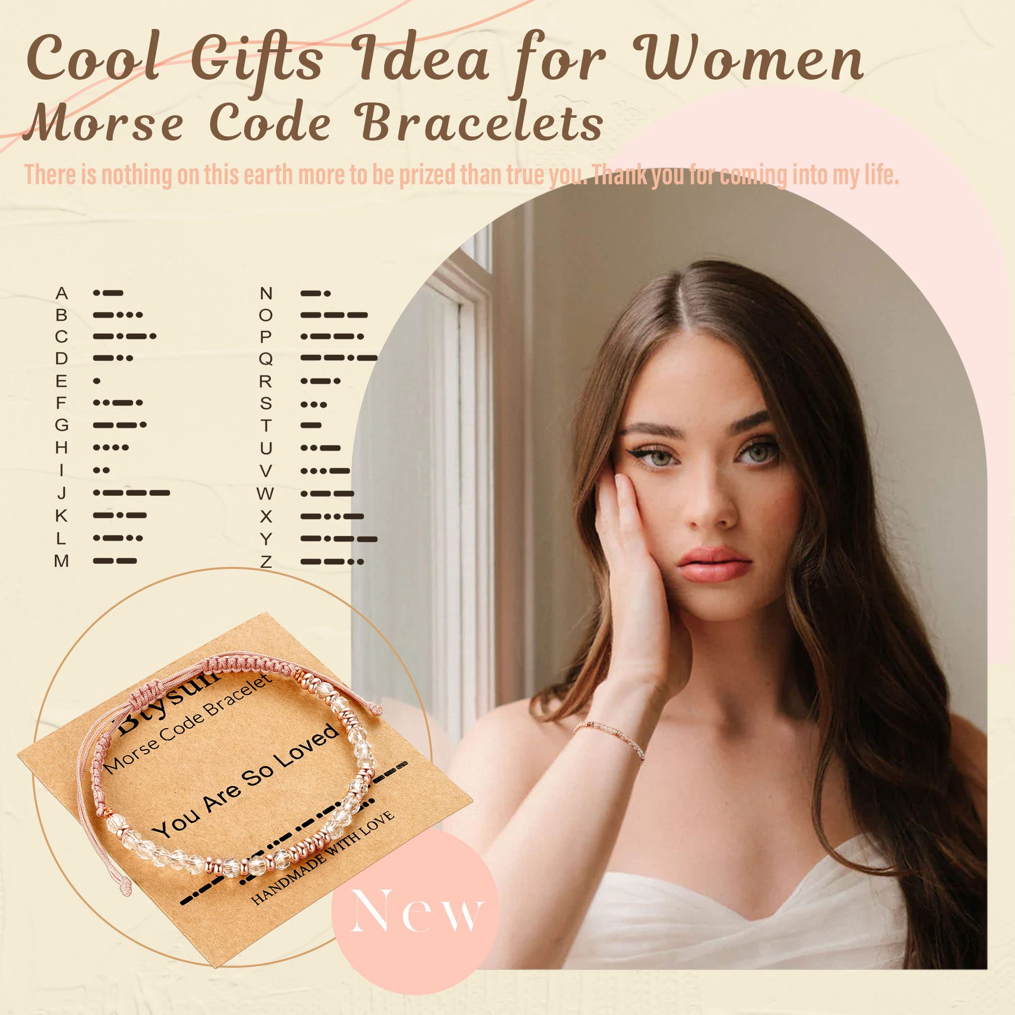 Btysun Morse Code Bracelets for Women - Inspirational Pink Braided Friendship Jewelry - Best Friend Birthday Gifts, High School Graduation Gifts, Christmas Stocking Stuffers for Teens & Moms - Perfect for Everyday Wear, Special Occasions & Meaningful Gifting