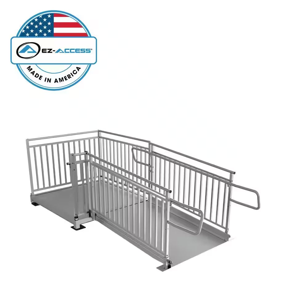 Pathway HD Modular Ramp System with Picketed Handrails - ADA Compliant Wheelchair Access Ramp for Home & Business Use - Durable Aluminum Construction for Indoor/Outdoor Accessibility Solutions
