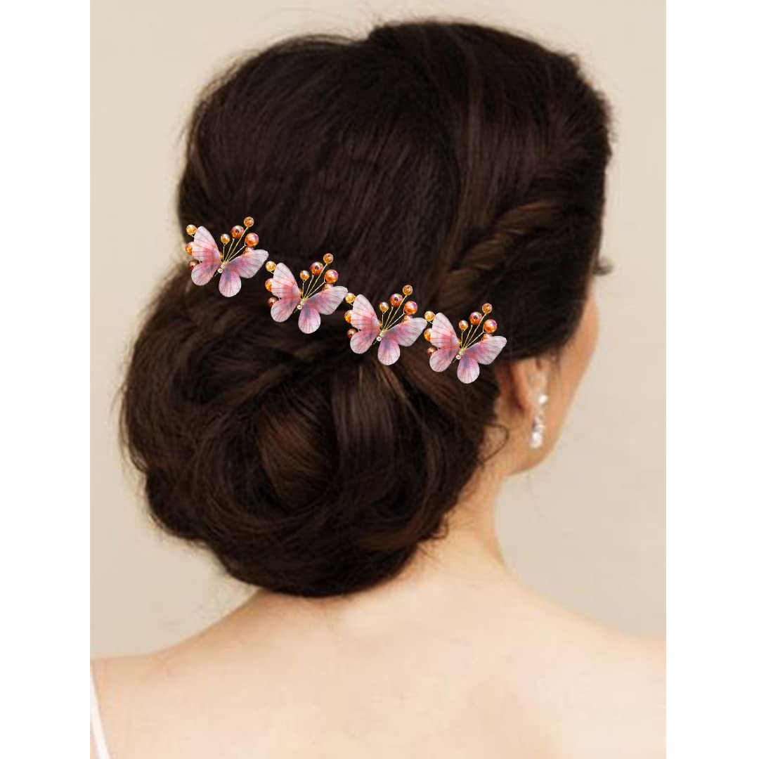 Elegant Pearl Butterfly Hair Pins for Women and Girls - Artificial Hair Clips with Floral Design - Perfect for Weddings, Parties, and Special Occasions