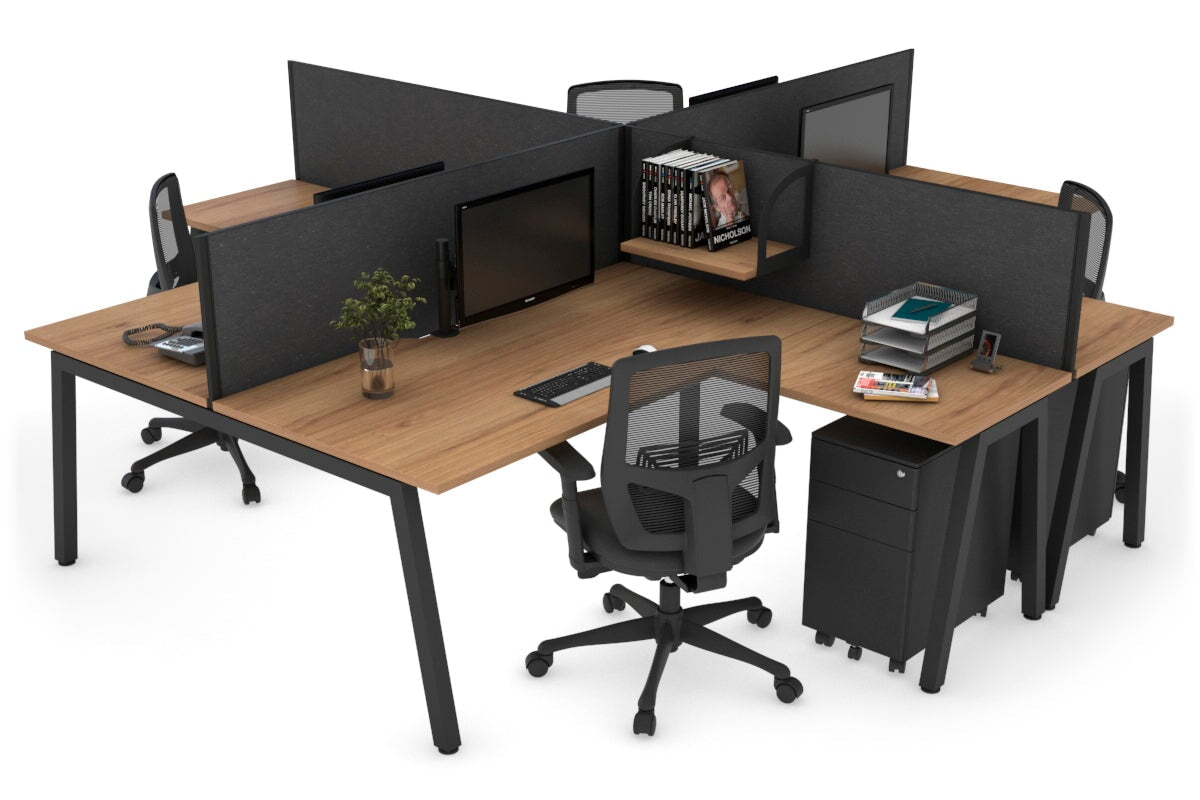 Quadro A Legs 4-Person Corner Workstation Desk - 1600L x 1800W with Cable Management - Modern Office & Home Workspace Solution for Professionals