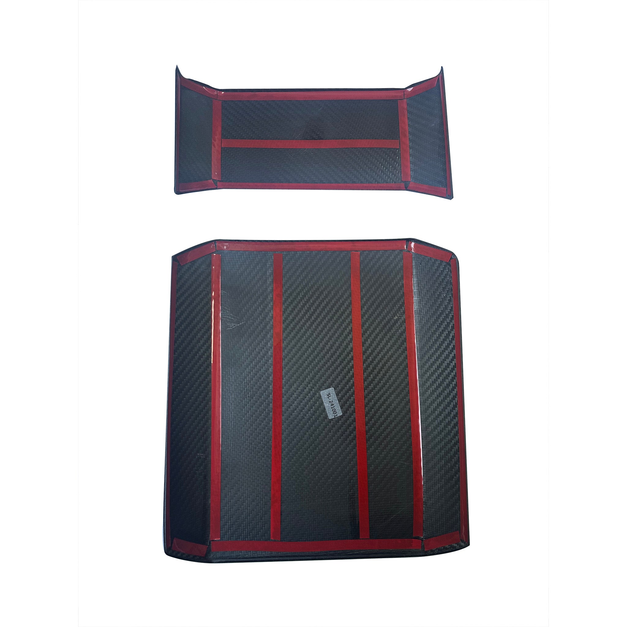 Premium Real Carbon Fiber Armrest Cover & Rear Screen Frame Protector for Tesla Cybertruck (2-Piece Set) - Enhance Interior Style & Protection for Your Electric Truck