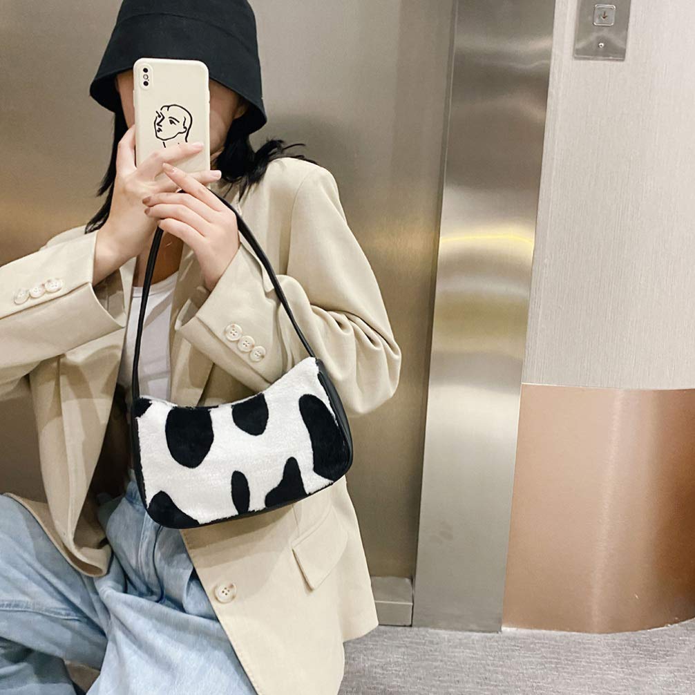 VALICLUD Women's Mini Shoulder Bag - Faux Fur Cow Print Crossbody Purse & Underarm Clutch for Daily Use, Parties, and Date Nights