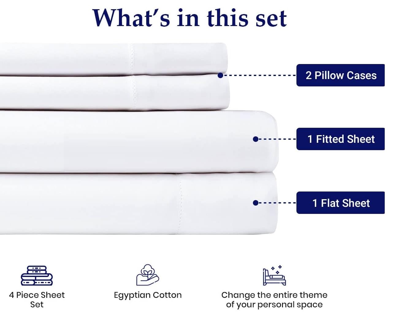 Premium 100% Egyptian Cotton Split King Sheet Set - 600 Thread Count, 18