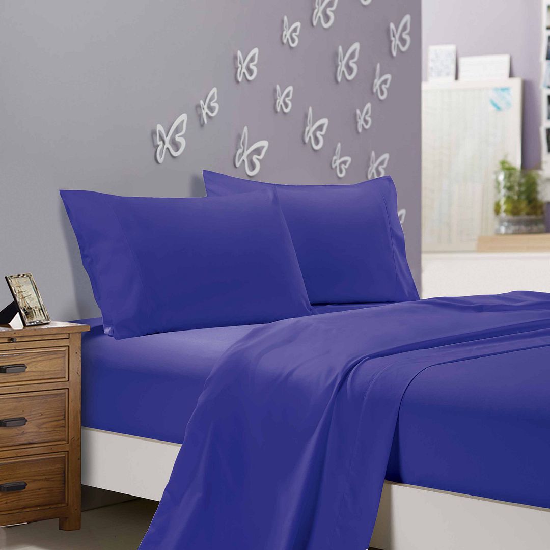 Luxury 1000TC Ultra Soft Super King Size Bed Sheet Set - Royal Blue Flat & Fitted Sheets for Master Bedroom | Premium Hotel-Quality Cotton Bedding for Ultimate Comfort & Elegance