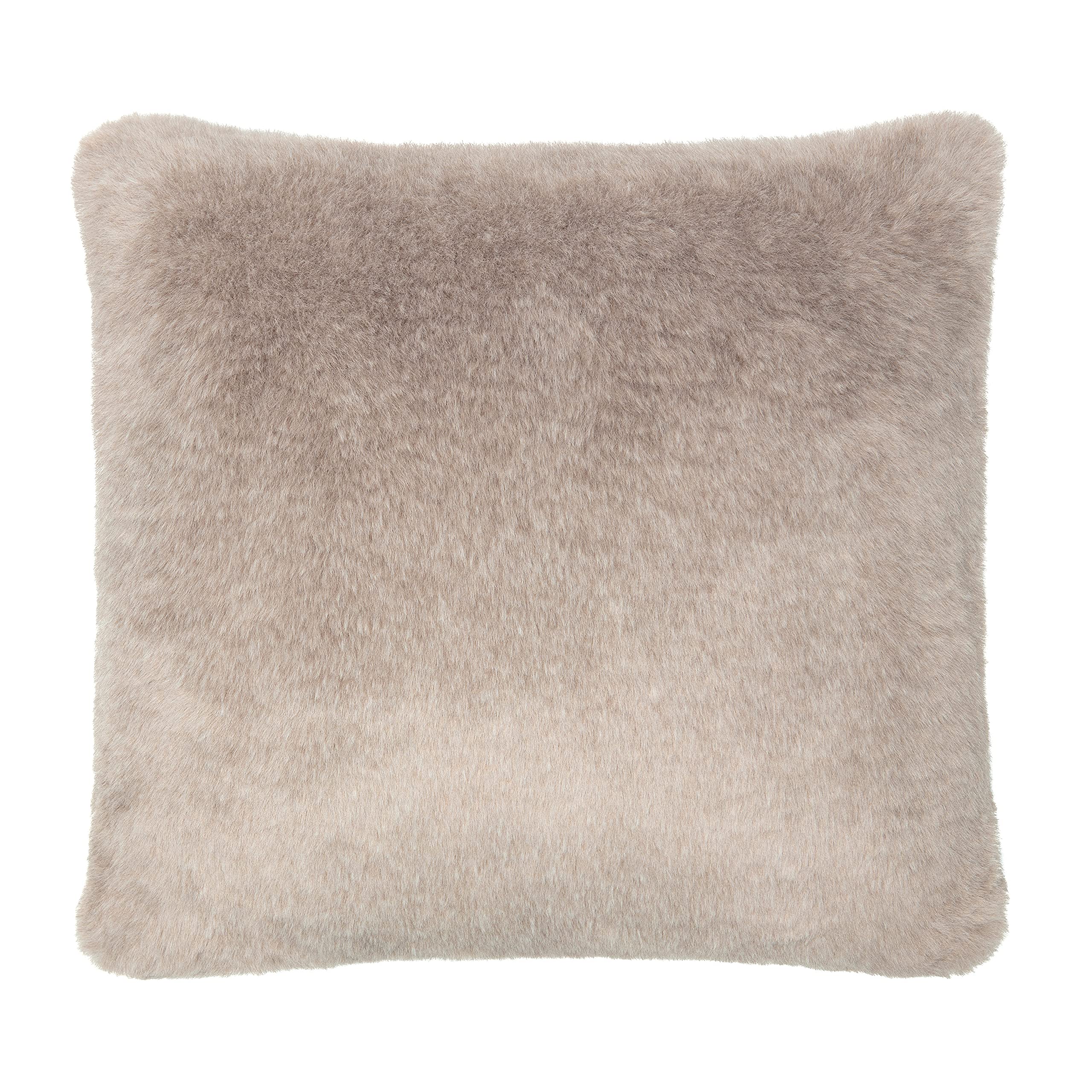 Chanasya 18x18 Inch Faux Fur Throw Pillow Cover - Super Soft Plush Beige & Brown Two-Tone Cushion Cover for Sofa, Chair, Bed - Decorative Square Pillow Case for Living Room, Bedroom & Home Decor
