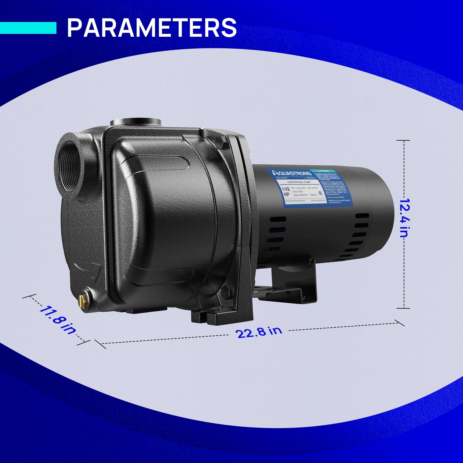 **AQUASTRONG 1.5 HP Shallow Well Jet Pump & Centrifugal Pump – 4250 GPH, 115V/230V, Cast Iron Booster Pump for Lawn Sprinkler & Garden Irrigation – Ideal for Home, Farm & Outdoor Watering Systems**