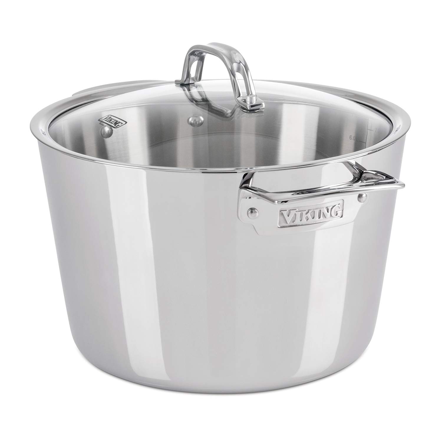 Viking 8 Quart 3-Ply Stainless Steel Stock Pot with Lid - Professional Soup Pot, Pasta Cooker & Stew Pot for Home Kitchen, Restaurant & Catering Use