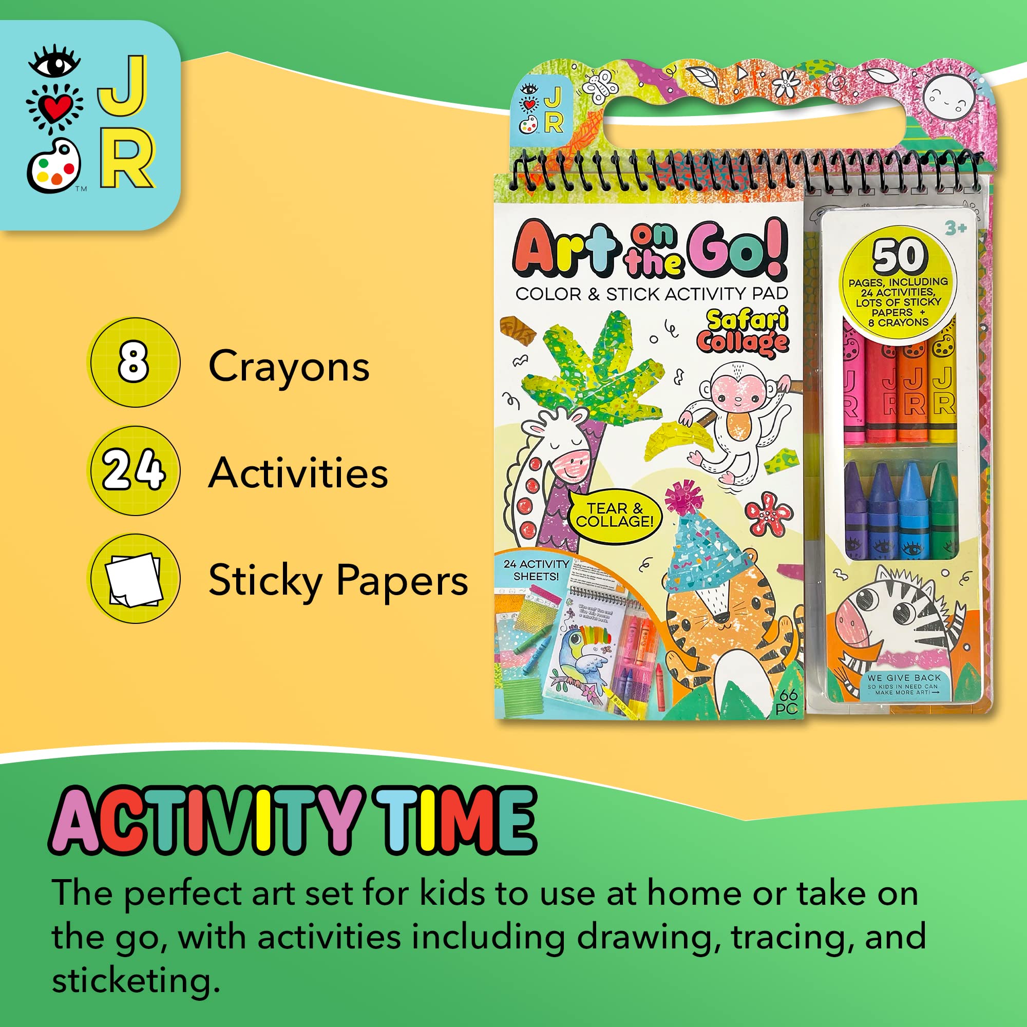 Bright Stripes Travel Coloring Kit for Kids - Mess-Free Art On the Go with Coloring Books, Crayons & Sticker Activity Book | Perfect for Airplane, Road Trips & Restaurants | Ages 3+ (Jungle Theme)