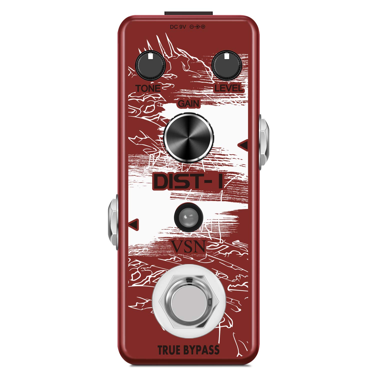 VSN Distortion Pedal - Full Metal Shell Guitar Effect Pedal with True Bypass for Electric Guitar - Perfect for Rock, Metal & Stage Performances