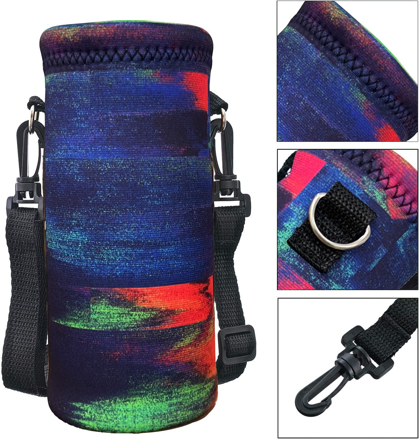 Premium Insulated Water Wine Tea Bottle Carrier Sling Bag - Leakproof Thermal Pouch with Adjustable Shoulder Strap for Outdoor Sports, Camping, Hiking & Travel - Perfect for Gym, Work Commute & Daily Use (Black)