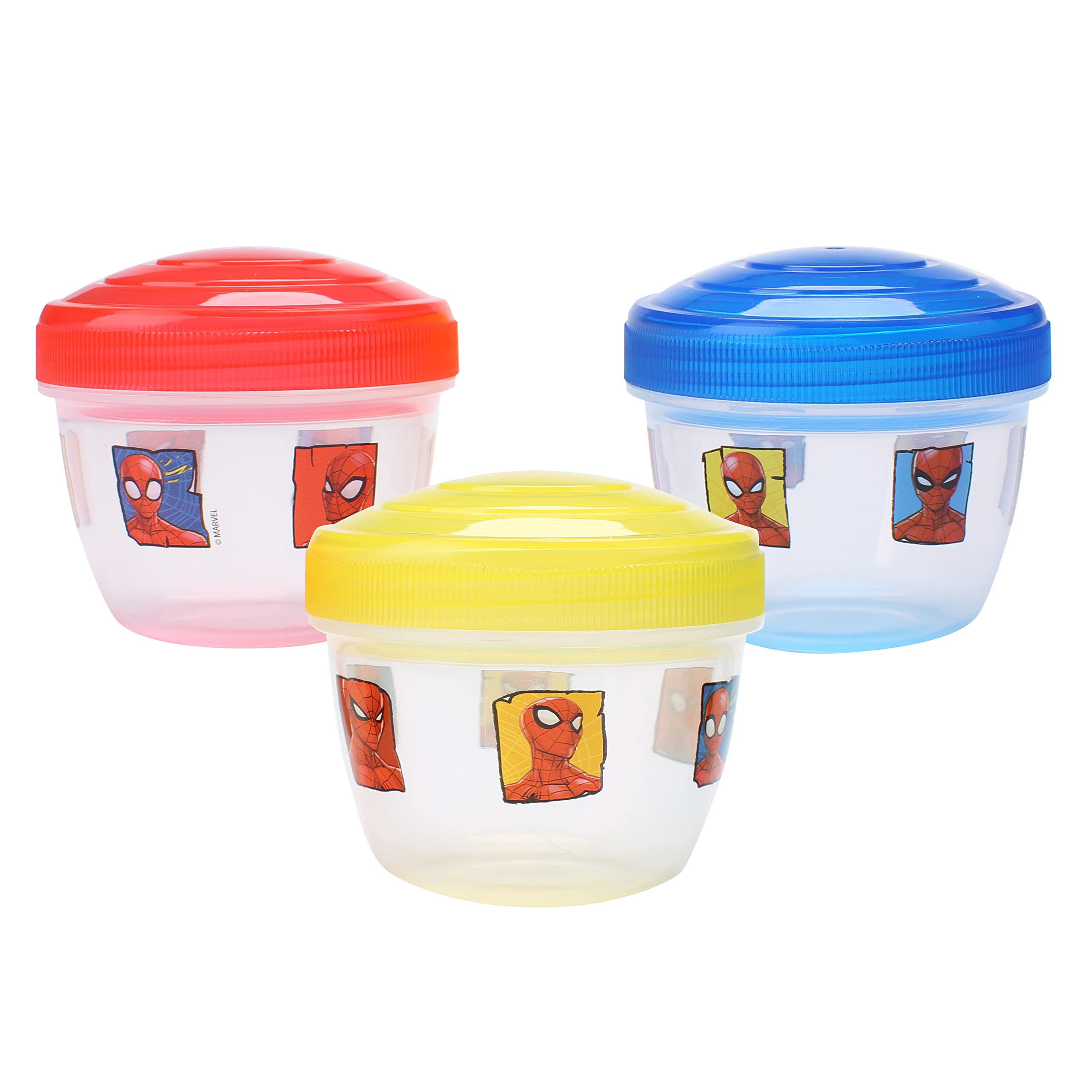 Spider-Man Kids Snack Containers - BPA Free Plastic Food Storage Boxes - 3 Pack with Secure Twist-Off Lids - Perfect for School Lunches, Picnics & On-the-Go Snacks