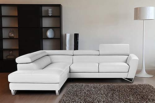 Matisse Sparta Leather Sectional Sofa with Left Facing Chaise in White | Modern Luxury Living Room Furniture | Perfect for Family Gatherings & Movie Nights