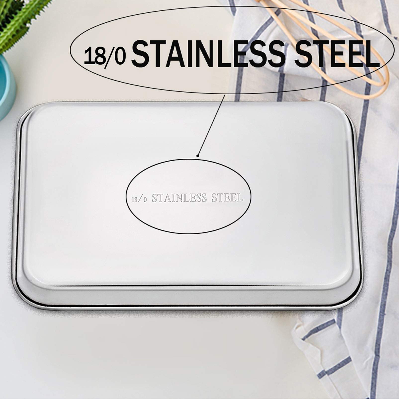TeamFar 4-Piece Stainless Steel Baking Sheet Set - Non-Toxic, Rust-Free Cookie Pan & Baking Tray | Dishwasher Safe & Easy Clean | Perfect for Cookies, Roasting Veggies & Sheet Pan Dinners