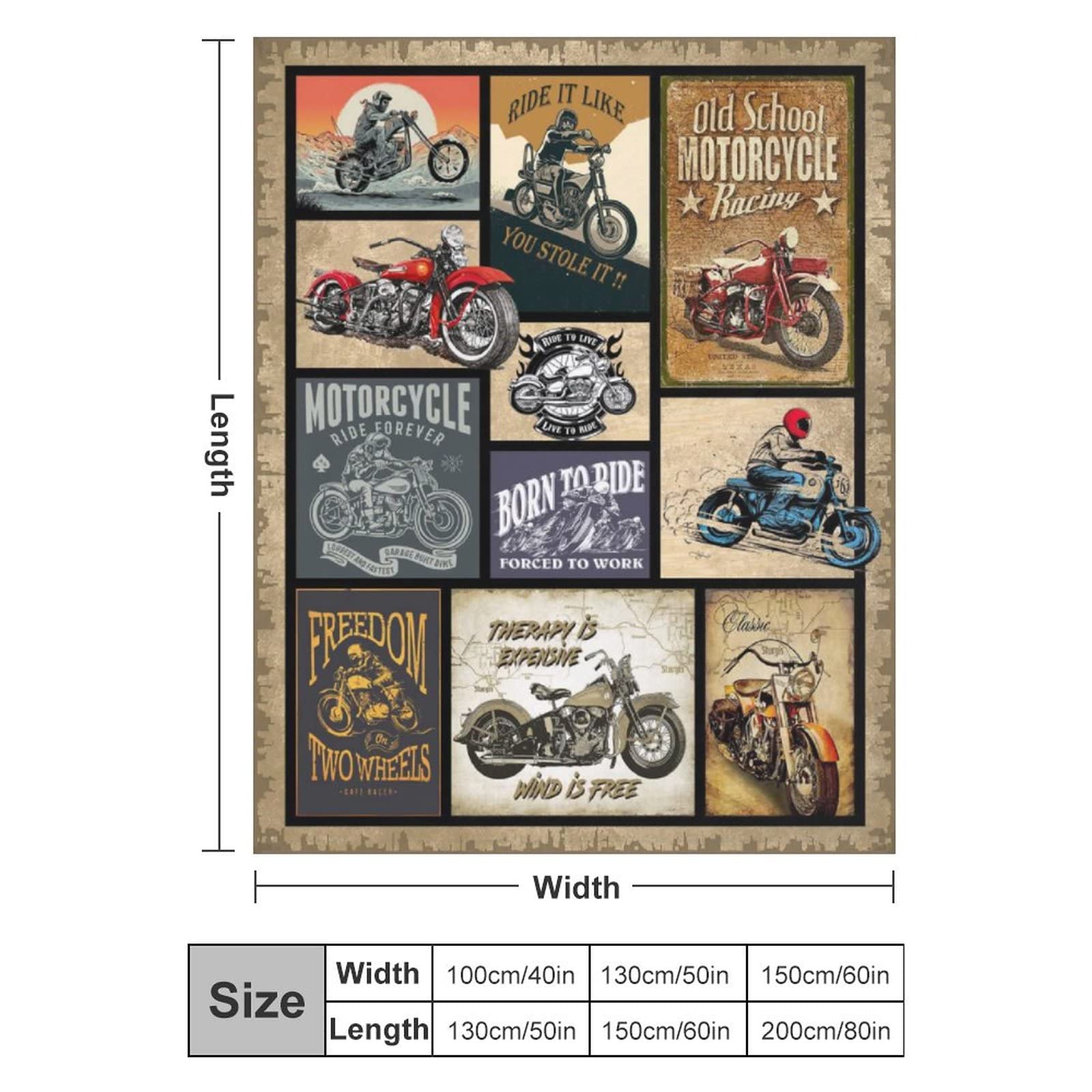 Soft Plush Fleece Motorcycle Blanket for Men & Women - 60
