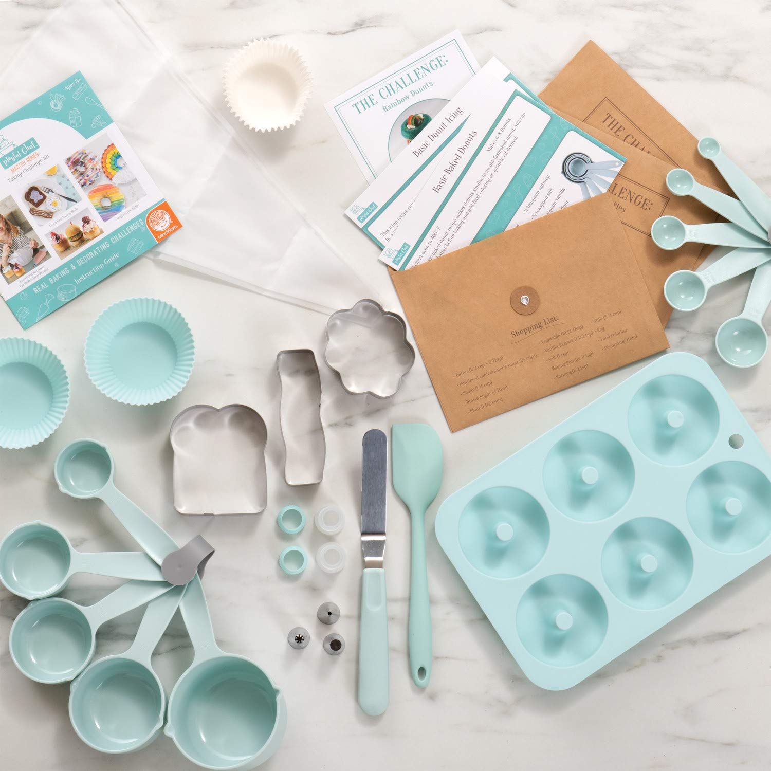 MindWare Playful Chef: Kids Baking Kit with 26 Utensils & 3 Challenges – Fun Cooking Lessons for Boys & Girls Ages 8+ – Perfect for Birthday Gifts, Family Baking Activities & STEM Learning