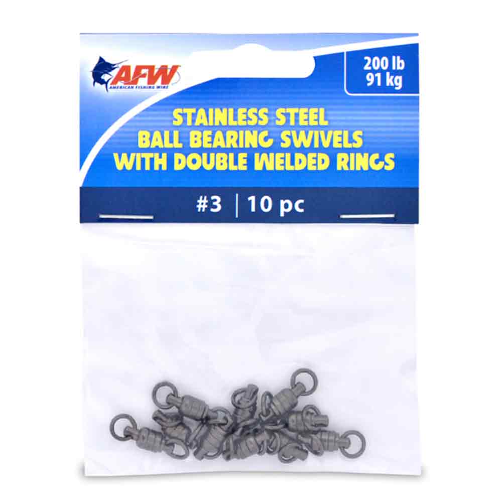 Premium AFW Stainless Steel Ball Bearing Swivels with Double Welded Rings - Gunmetal Black (10 Pack) - Ideal for Fishing Tackle, Marine Applications & Outdoor Gear