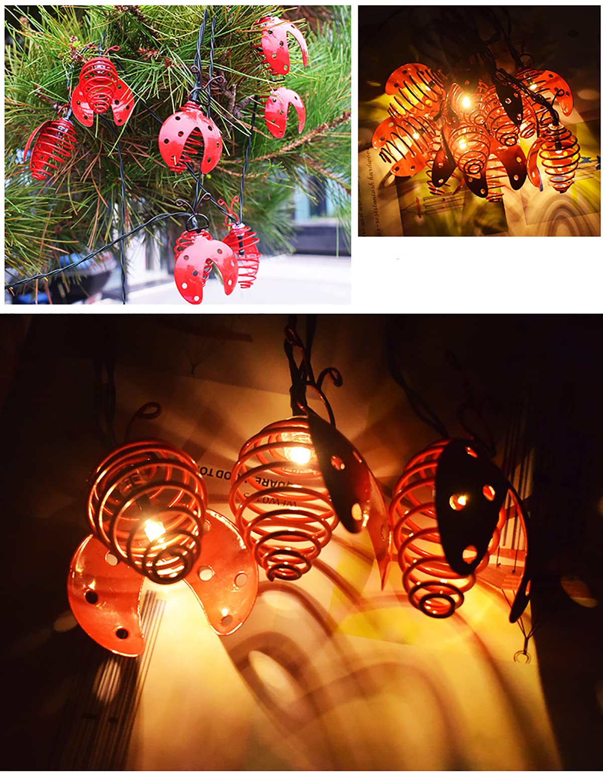 Solar Powered Ladybug String Lights - 10 LED Waterproof 13ft Outdoor Fairy Lights for Garden, Patio, Lawn, Yard, Wedding & Christmas Decorations (Warm White) | Perfect for Backyard Parties, Landscape Lighting and Holiday Displays