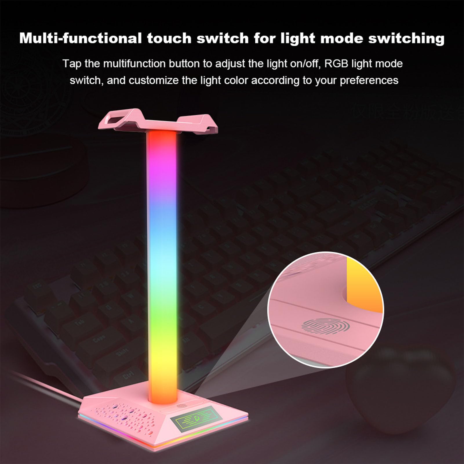 RGB Gaming Headset Stand with 10 Lighting Modes | USB Charging Headphone Holder | Professional Cool LED Display for Gaming Setup & Desk Organization | Perfect for Gamers & Streamers