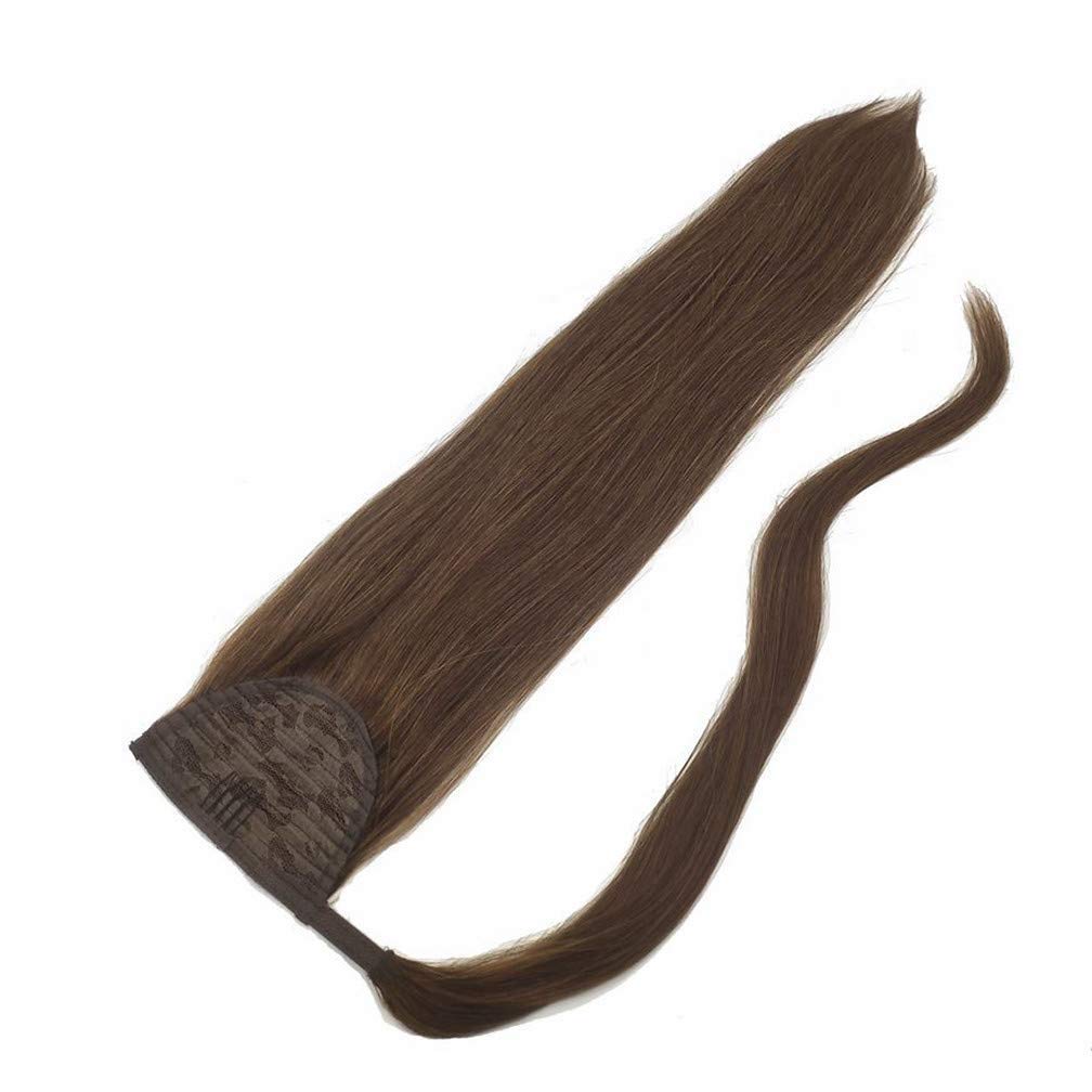 Remy Human Hair Straight Long Ponytail Extensions - 20'' Clip-in Wrap Around Ponytail for Women (80g, 10#) - Perfect for Parties, Weddings & Daily Styling